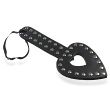Popular Sex Black Rivet Leather Hand Paddle Kinky Sm Spanking Leather Head Heart Wide Paddle